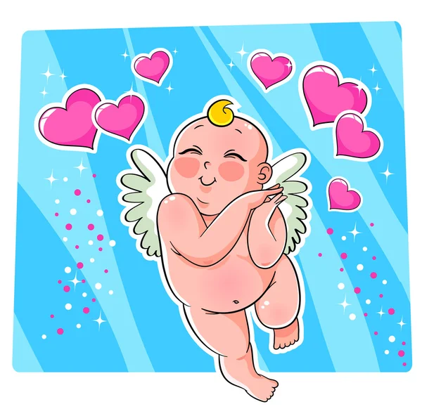 Cupido e cuori — Vettoriale Stock