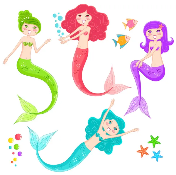 Mermaid collection — Stock Vector