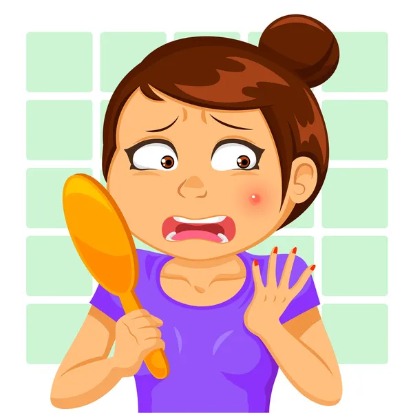 Girl with a pimple — Stock Vector