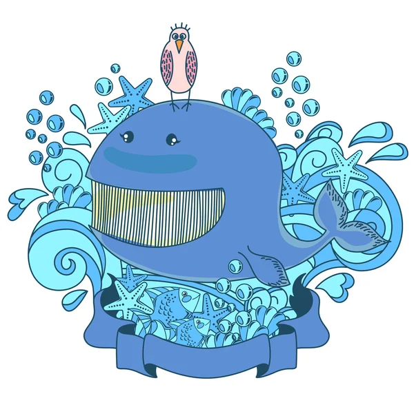 Šťastný velryba — Stockový vektor