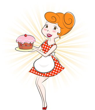 Woman with cake clipart