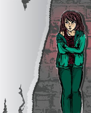 Girl in distress clipart