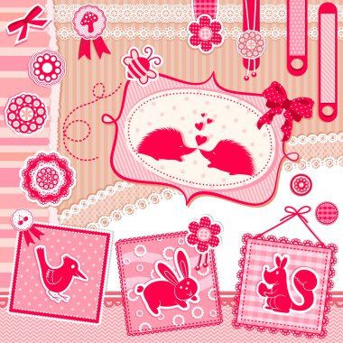 Romantic scrapbooking set clipart