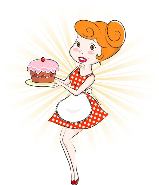 Femme avec gâteau — Image vectorielle