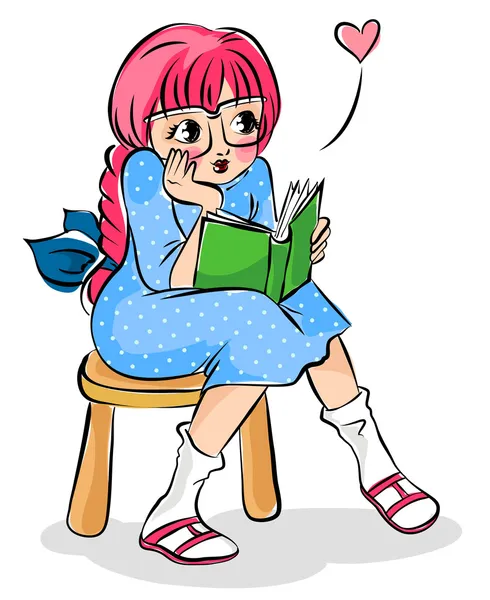 Chica leyendo un libro — Archivo Imágenes Vectoriales