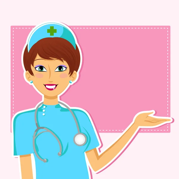 Enfermeira amigável — Vetor de Stock
