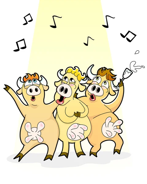 Vacche cantanti — Vettoriale Stock