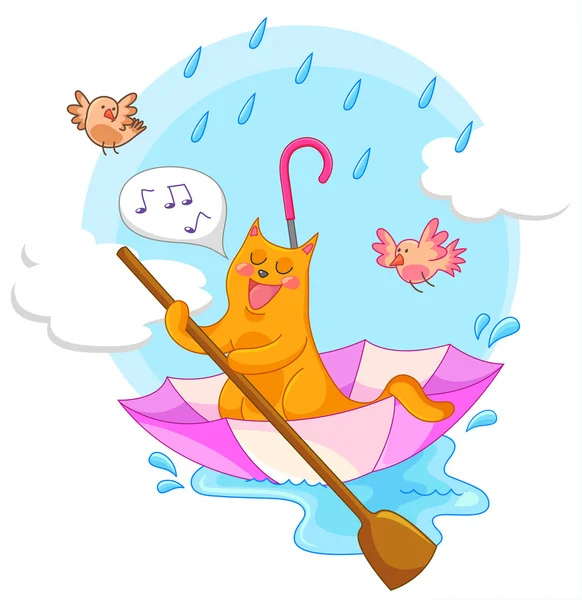 雨の中の猫 — ストックベクタ