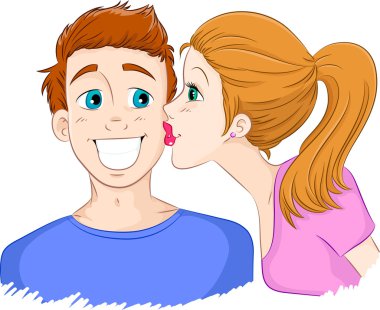 Kiss on the cheeck clipart