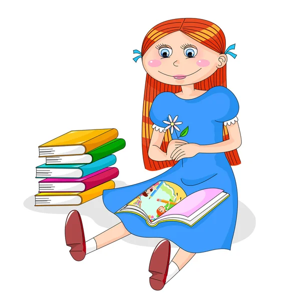 Girl with a book — Stock Vector