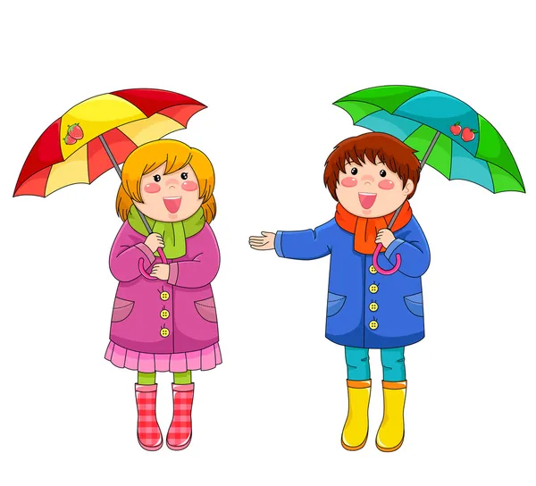 Kids with umbrellas — Stock Vector