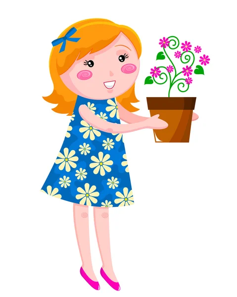 Meisje met bloemen — Wektor stockowy
