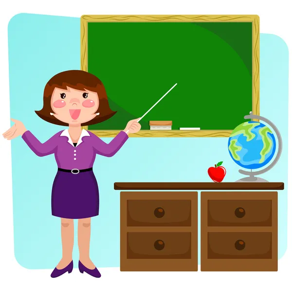 Teacher in the classroom — Stock Vector