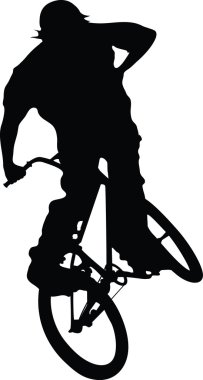 Boy on bike jumping silhouette. clipart