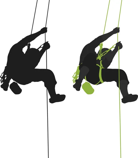 Silhouette suspendue d'alpiniste . — Image vectorielle