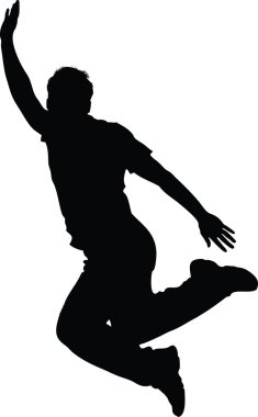 Jumping teen isolated silhouette clipart