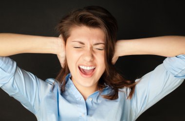 Young woman screaming clipart