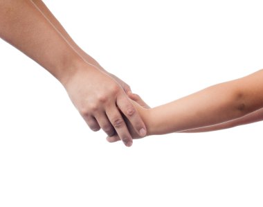 Mother and her child holding hands clipart