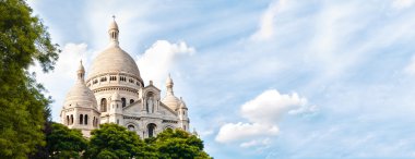 Wide view of Basilica of the Sacred Heart of Paris clipart