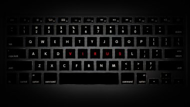 Computer keyboard and word virus made of keys. clipart