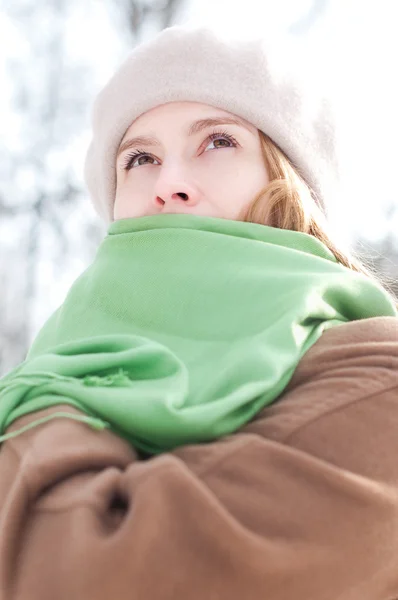 Χειμώνα πορτρέτο της νεαρής γυναίκας — Φωτογραφία Αρχείου