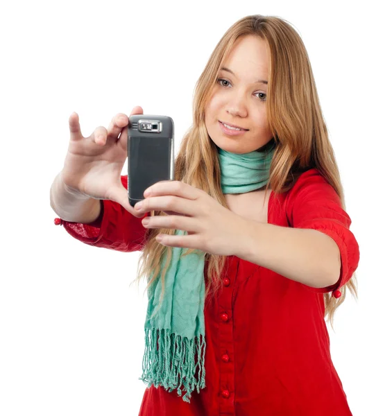 携帯電話の十代の少女 — ストック写真
