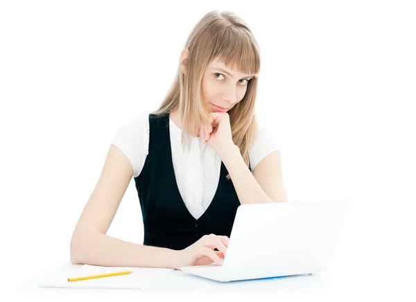 Junge Geschäftsfrau mit Computer — Stockfoto
