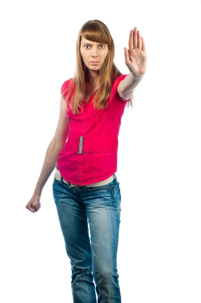 Vrouw gebaren om te stoppen — Stockfoto