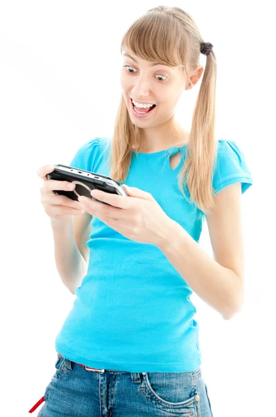 ビデオ ゲームをプレイして若い女の子 — ストック写真