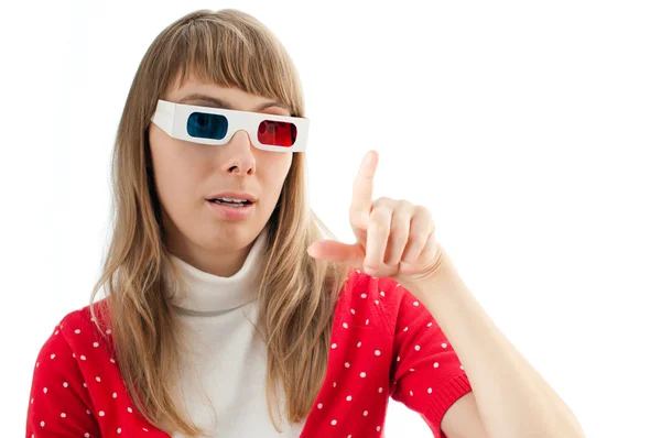 Γυναίκα σε 3D γυαλιά κινηματογράφου — Φωτογραφία Αρχείου