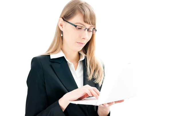Woman with laptop computer — Stock Photo, Image