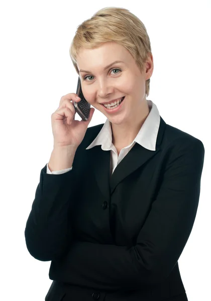 Młoda kobieta biznesu z telefonu — Zdjęcie stockowe