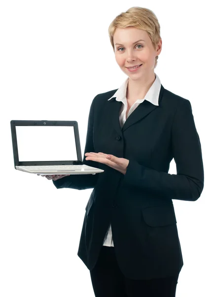 Femme d'affaires avec ordinateur portable — Photo