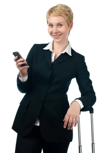 Kobieta biznesu z telefonem komórkowym — Zdjęcie stockowe