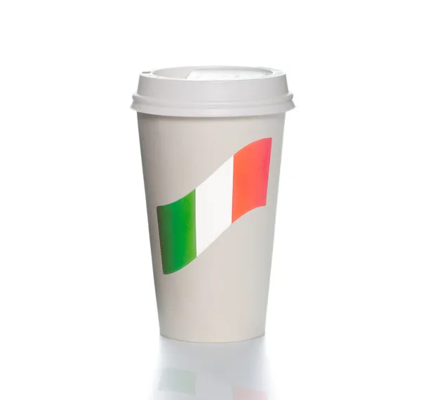 Tasse à café en papier avec capuchon en plastique — Photo