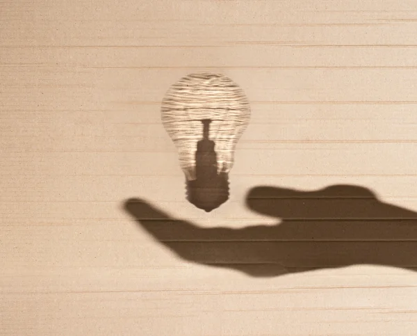 Incandescent light bulb on human hand — Stock Photo, Image