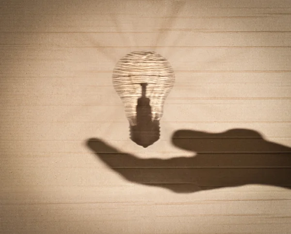 Incandescent light bulb on human hand — Stock Photo, Image