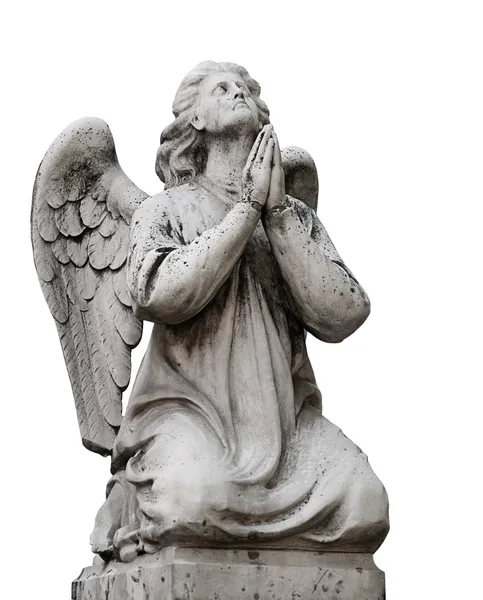 Статуя ангела на белом фоне — стоковое фото