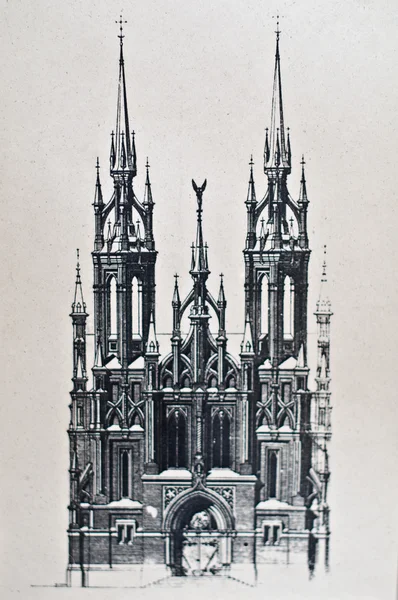 Antiguo dibujo de la iglesia católica — Foto de Stock