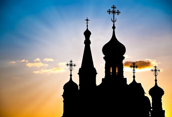 Silueta ruské církve — Stock fotografie