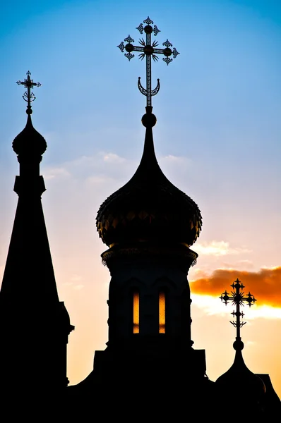 Silhueta de igreja russa — Fotografia de Stock