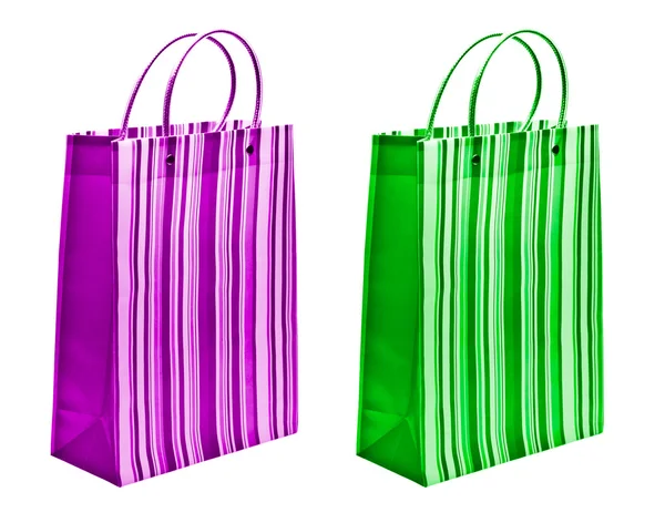 Зелені та пурпурові пакети — стокове фото