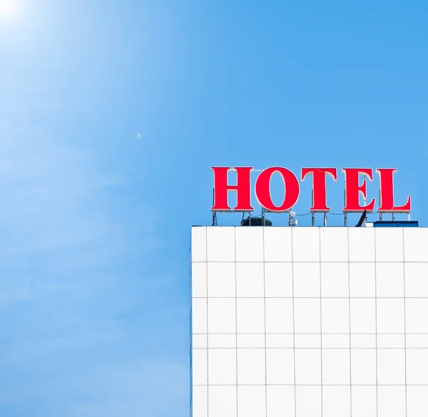 Hotel sign on building — Stock Photo, Image