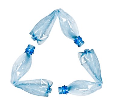 Plastic bottles making up recycle symbol clipart