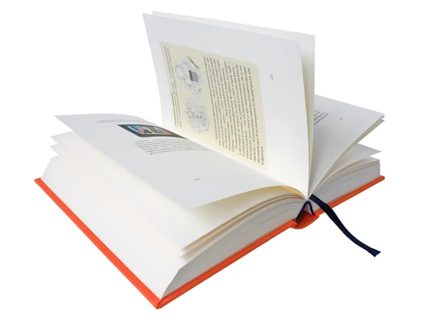 Geopende boek met bladwijzer close-up — Stockfoto