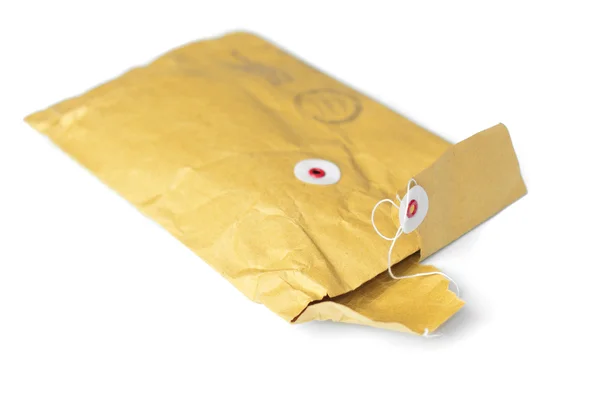 Opened yellow parcel — Stock Photo, Image