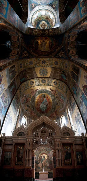 Kościół Zbawiciela na krwi rozlane panorama wnętrza naszego. — Zdjęcie stockowe