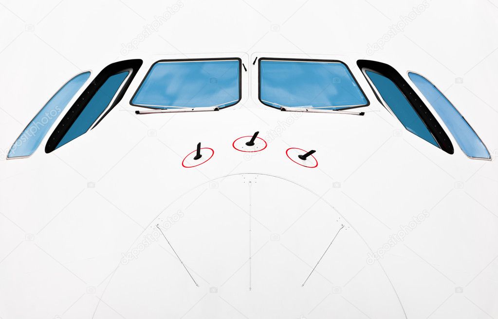 Nose of passenger plane.