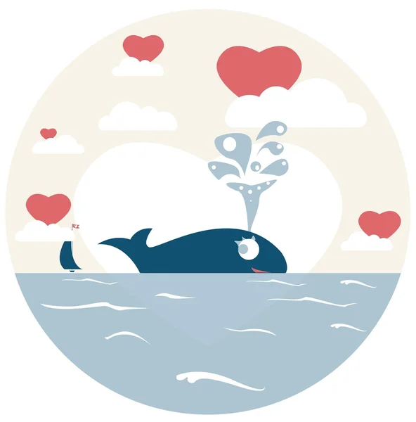 stock vector Cute seascape with whale