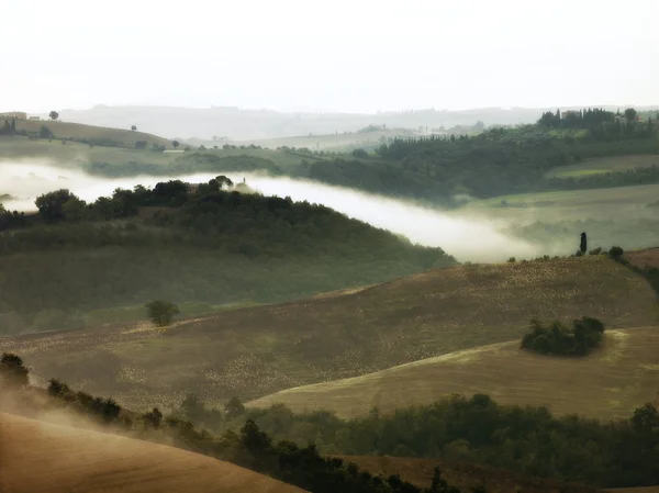 Banks of fog over Tuscany — Stock Photo, Image